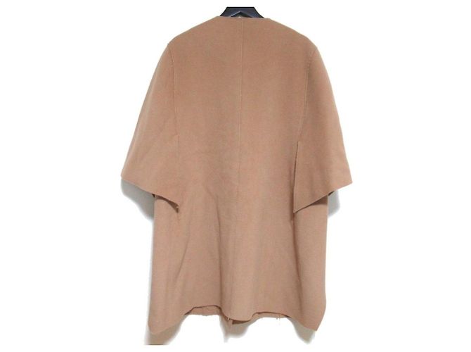 Autre Marque Abrigo poncho sin cuello de lana Alberta Ferretti Castaño Beige - vista 2