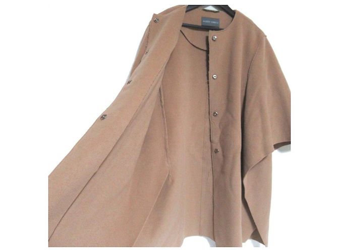 Autre Marque Abrigo poncho sin cuello de lana Alberta Ferretti Castaño Beige - vista 4