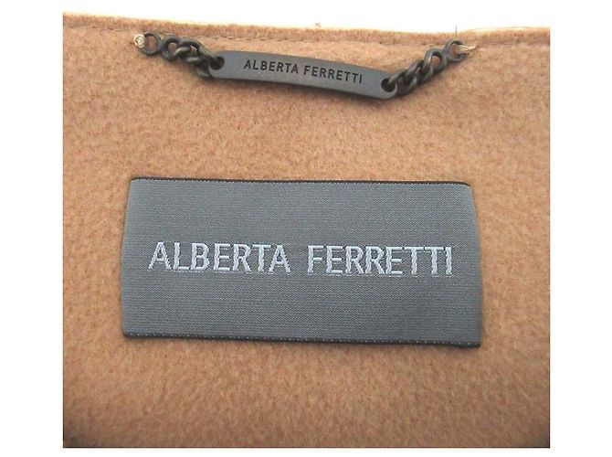 Autre Marque Abrigo poncho sin cuello de lana Alberta Ferretti Castaño Beige - vista 8