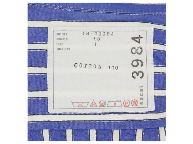 Vestido Sacai Back Open Cutoff Stripe Dress Azul - vista 10