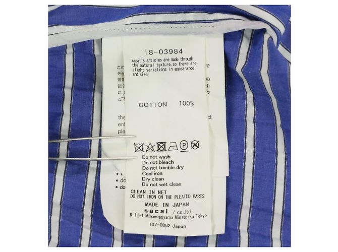 Vestido Sacai Back Open Cutoff Stripe Dress Azul - vista 11