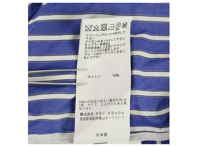 Vestido Sacai Back Open Cutoff Stripe Dress Azul - vista 12