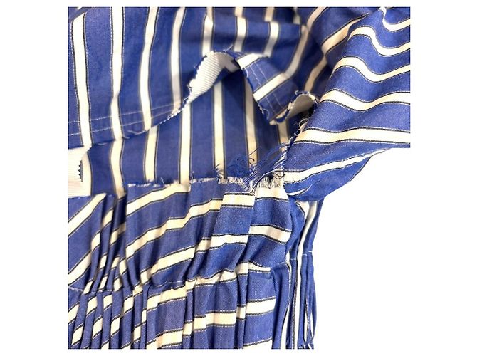 Vestido Sacai Back Open Cutoff Stripe Dress Azul - vista 17