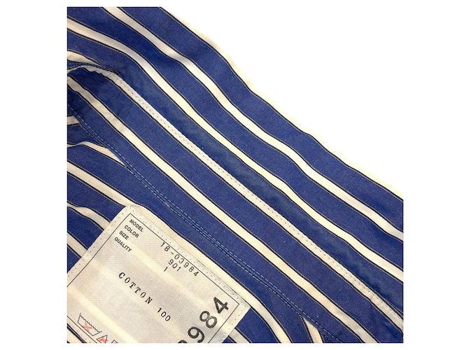 Vestido Sacai Back Open Cutoff Stripe Dress Azul - vista 19