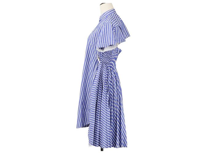 Vestido Sacai Back Open Cutoff Stripe Dress Azul - vista 3