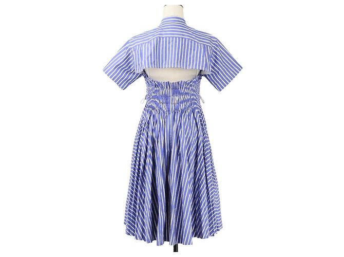 Vestido Sacai Back Open Cutoff Stripe Dress Azul - vista 4