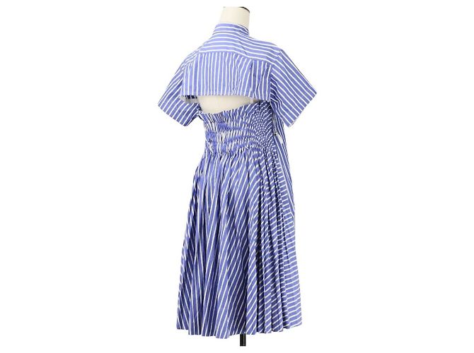 Vestido Sacai Back Open Cutoff Stripe Dress Azul - vista 5