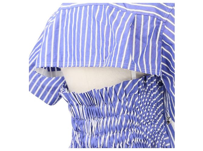 Vestido Sacai Back Open Cutoff Stripe Dress Azul - vista 7