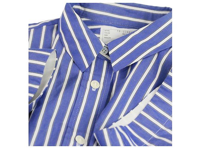 Vestido Sacai Back Open Cutoff Stripe Dress Azul - vista 8