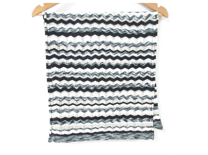 Missoni Chevron Strickschal Schwarz Weiß Beige - Ansicht 2