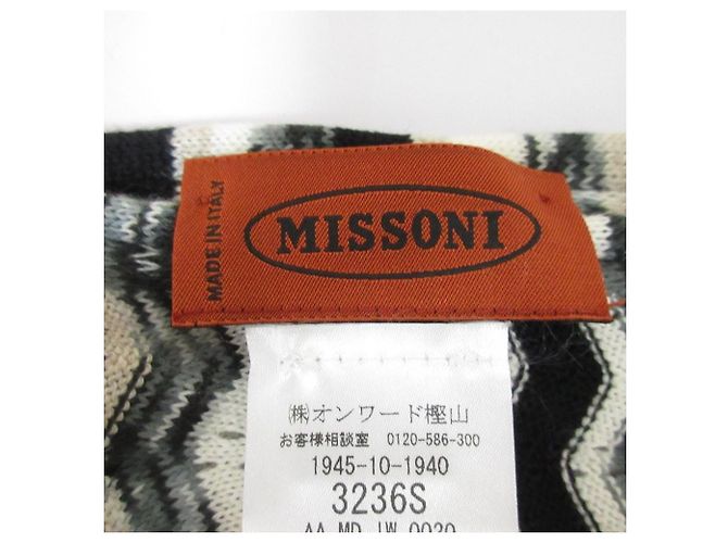 Missoni Chevron Strickschal Schwarz Weiß Beige - Ansicht 4