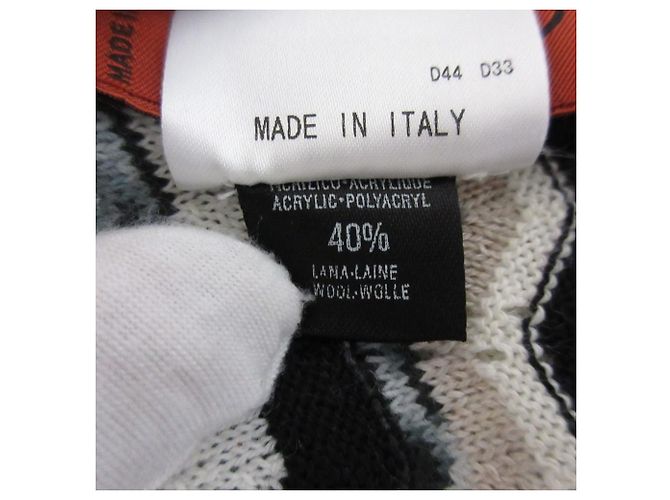 Missoni Chevron Strickschal Schwarz Weiß Beige - Ansicht 6