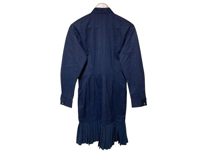 Autre Marque ALBEROBELLO Hemdenkleid aus Chiffon mit plissiertem Saum Blau Marineblau - Ansicht 2
