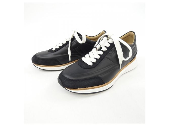 Hermès Easy Sneakers aus schwarzem Leder - Ansicht 3