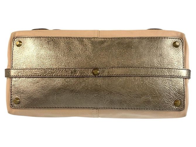 Chloé Borsa Tote Chloe in tela e pelle Beige Bronzo - vista 10