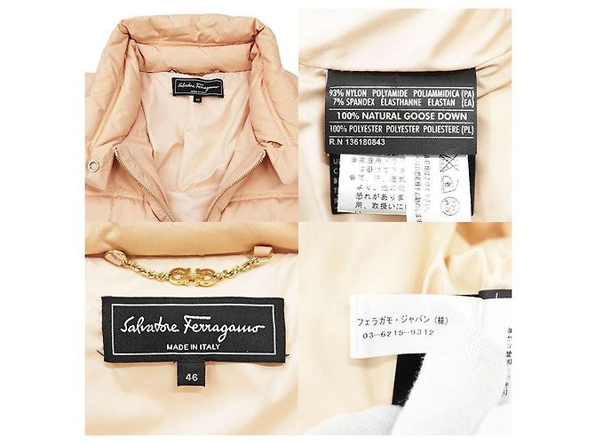 Abrigo de plumón de nailon Salvatore Ferragamo Rosa Beige - vista 10