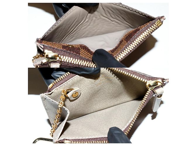 Louis Vuitton Pochette Clé Damier Coin Case Key Case Castaño - vista 3