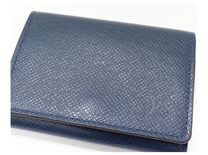 Louis Vuitton Envelope Cartes de Visite Taiga Card Case Blu - vista 5