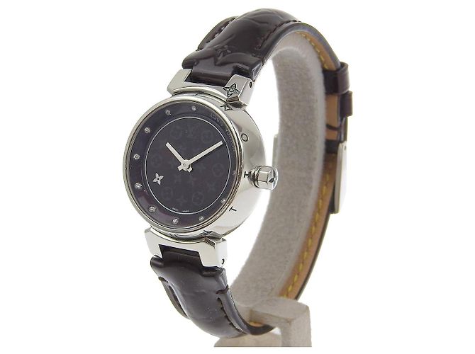 Relógio Louis Vuitton Tambour Monogram Vernis em aço inoxidável Marrom - vista 2