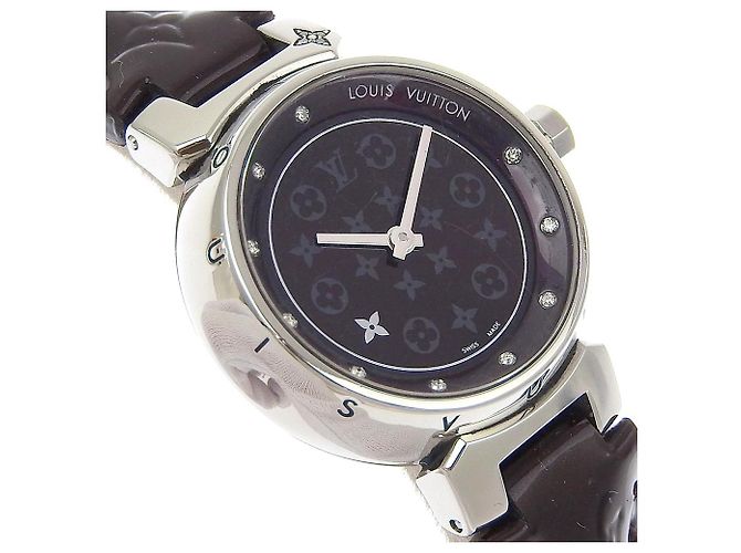 Relógio Louis Vuitton Tambour Monogram Vernis em aço inoxidável Marrom - vista 3