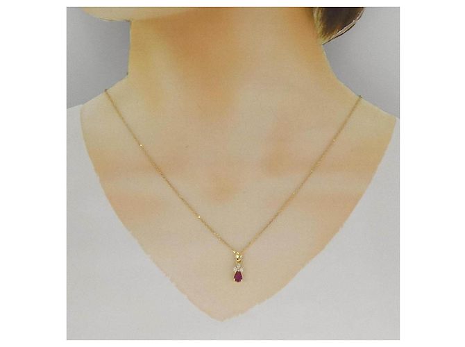 Autre Marque Collar Au750 Rubí y Diamantes Dorado - vista 6
