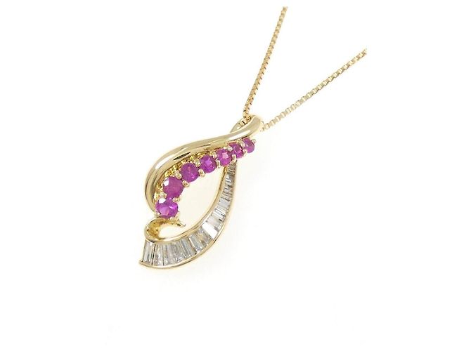 Autre Marque Collar Au750 Rubí y Diamantes Dorado - vista 3