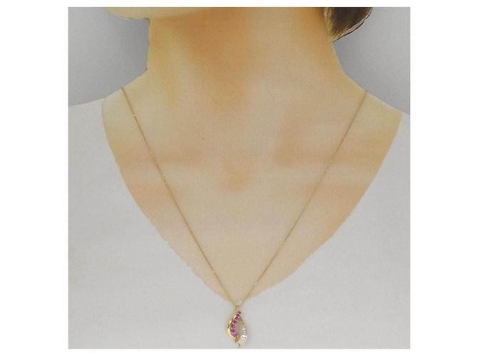 Autre Marque Collar Au750 Rubí y Diamantes Dorado - vista 6