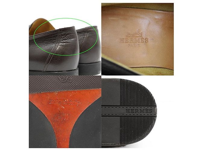 Hermès Mocasines de piel Hermes Castaño - vista 10