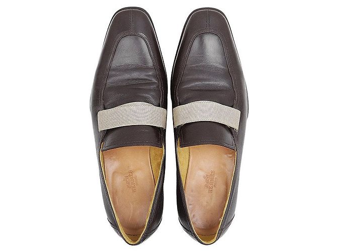 Hermès Mocasines de piel Hermes Castaño - vista 5