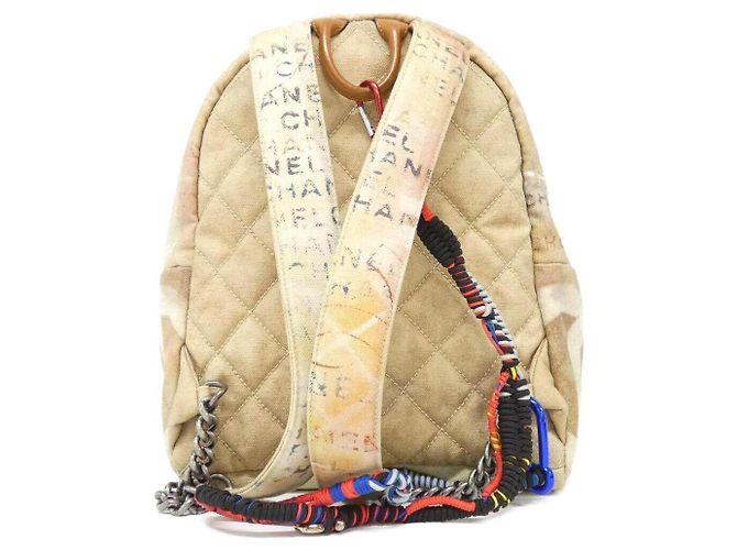 Zaino Chanel in tela Beige - vista 2