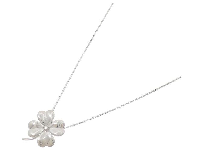 Autre Marque Pt900 Pt850 Clover Diamantenhalskette Silber - Ansicht 2