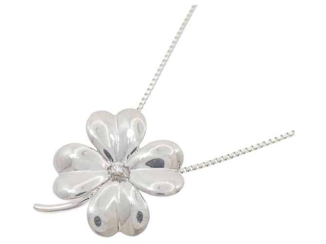 Autre Marque Pt900 Pt850 Clover Diamantenhalskette Silber - Ansicht 3