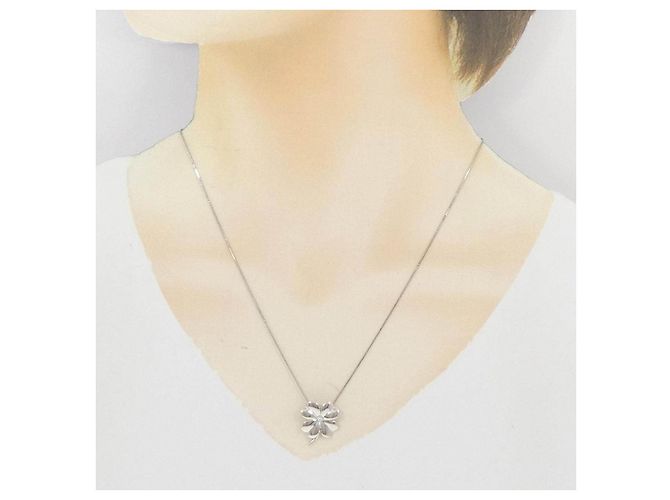 Autre Marque Pt900 Pt850 Clover Diamantenhalskette Silber - Ansicht 6