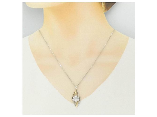 Autre Marque Collana Fiore Diamanti Au750/PT950/PT850 D'oro - vista 6