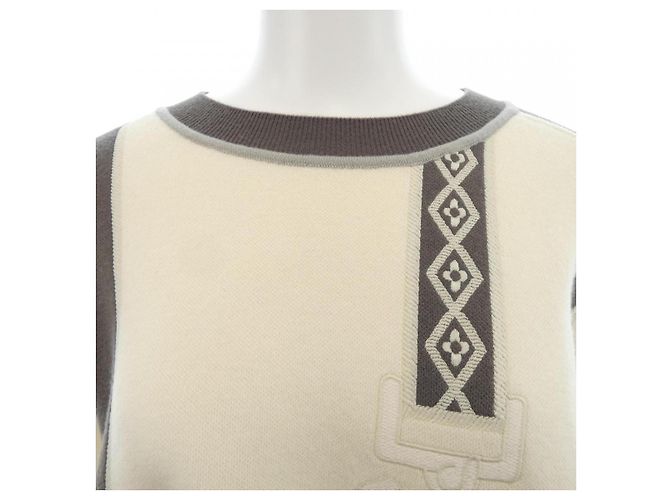 Hermès Hermes ETRIERS STIRRS42 Malha de Cashmere Marrom Bege - vista 5