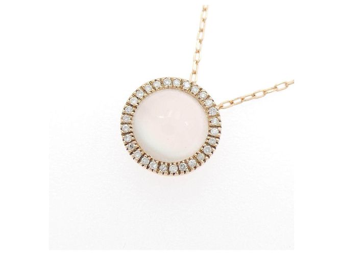 Autre Marque Colar de ouro rosa 10K com pedra da lua e diamantes - vista 3