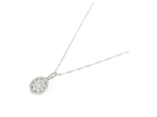 Autre Marque Collana Fiore in Oro Bianco Au750 e Diamanti Argento - vista 2