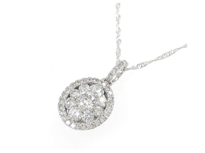 Autre Marque Collana Fiore in Oro Bianco Au750 e Diamanti Argento - vista 3