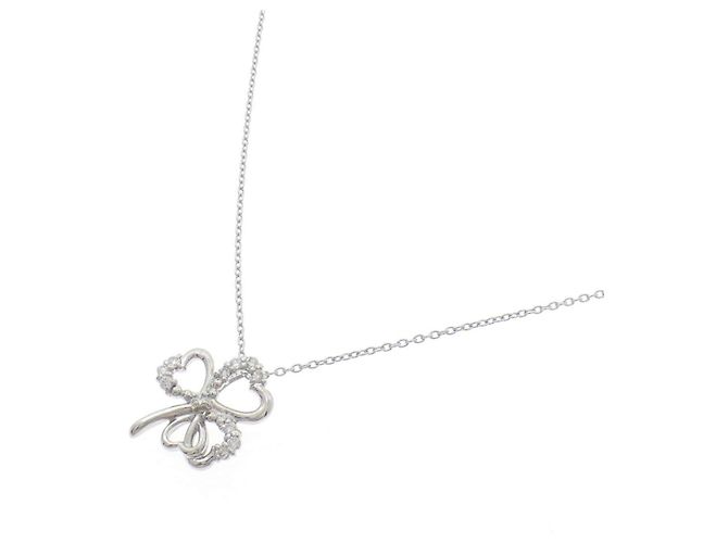 Autre Marque Pt900 Pt850 Clover Diamantenhalskette Silber - Ansicht 2