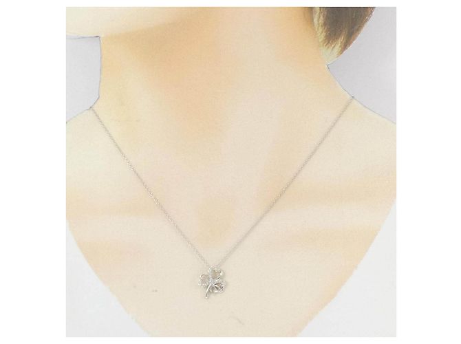 Autre Marque Pt900 Pt850 Clover Diamantenhalskette Silber - Ansicht 6