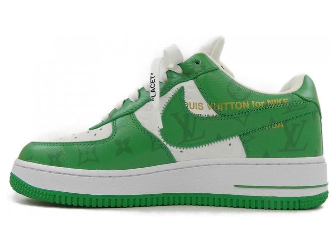 Sneakers Louis Vuitton Nike Air Force1 Low Bianco Verde - vista 2