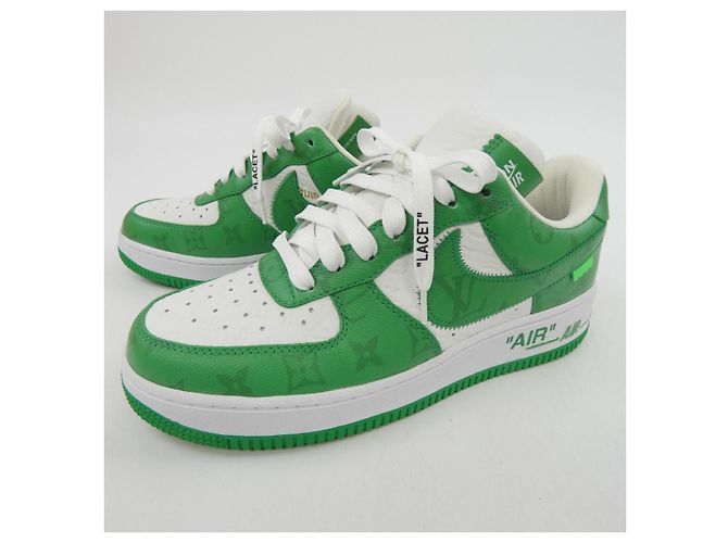 Sneakers Louis Vuitton Nike Air Force1 Low Bianco Verde - vista 3