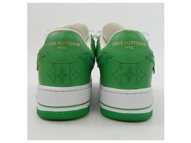 Sneakers Louis Vuitton Nike Air Force1 Low Bianco Verde - vista 5