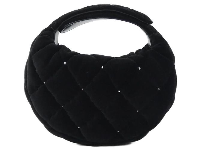 Chanel AP4863 Velvet Pouch Negro Dorado - vista 2
