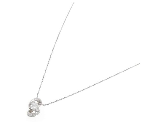 Autre Marque Platinum Diamond Necklace Silvery - view 2