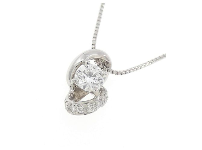 Autre Marque Platinum Diamond Necklace Silvery - view 3