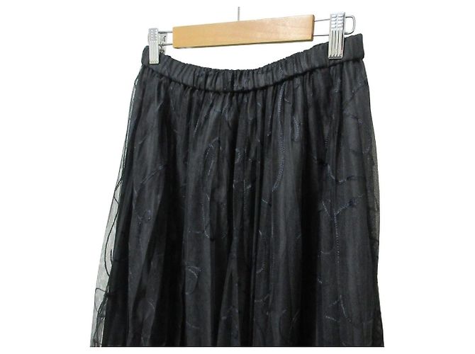Autre Marque Saia Longa Plissada de Organza Simplicite Preto - vista 5