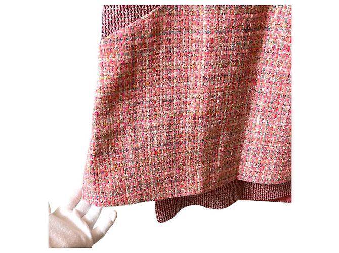 Vestido de tweed Chanel Coco Mark Rosa - vista 3