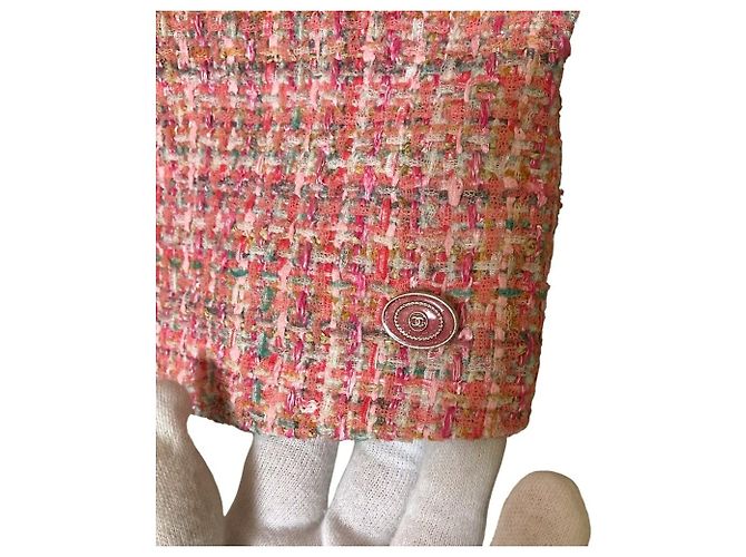 Vestido de tweed Chanel Coco Mark Rosa - vista 5