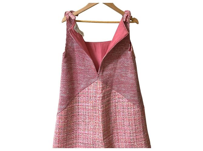 Vestido de tweed Chanel Coco Mark Rosa - vista 7